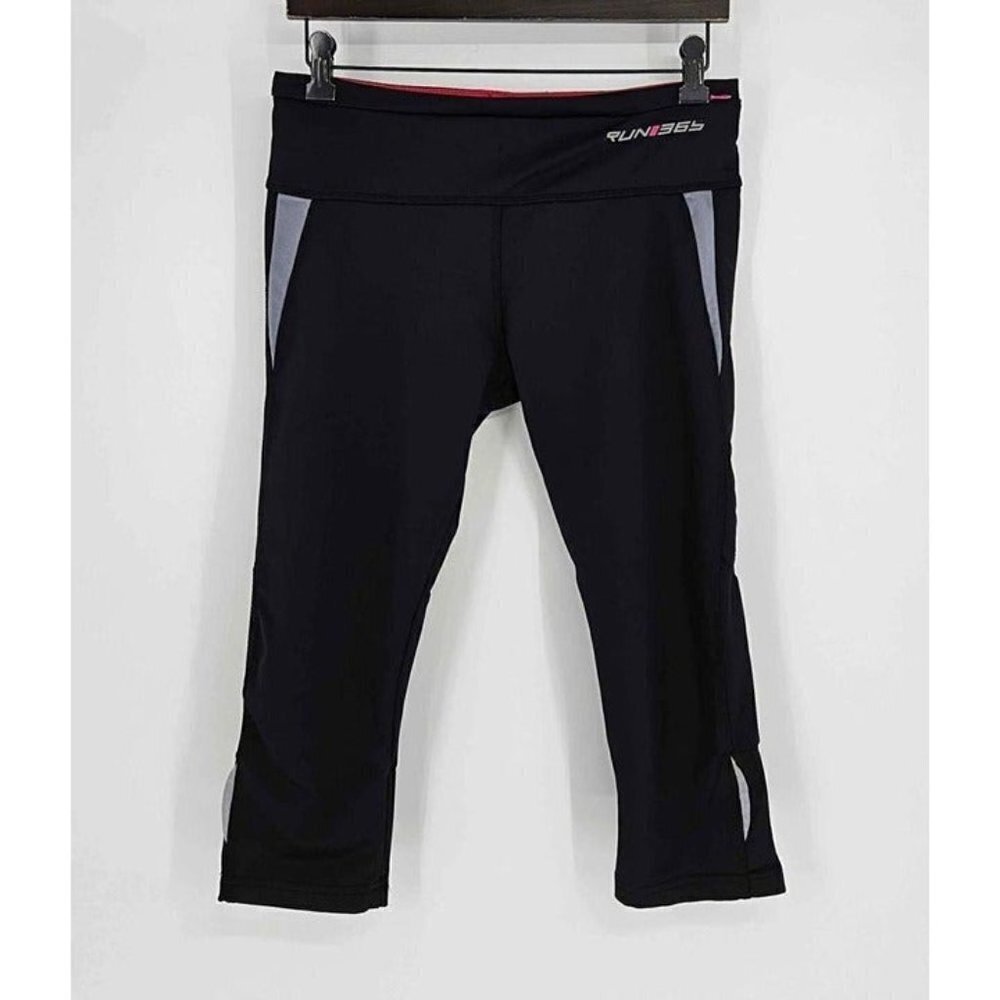 Run 365 Womens Athletic Zip Waist Pocket Back Mesh Insert Capris Size 10
